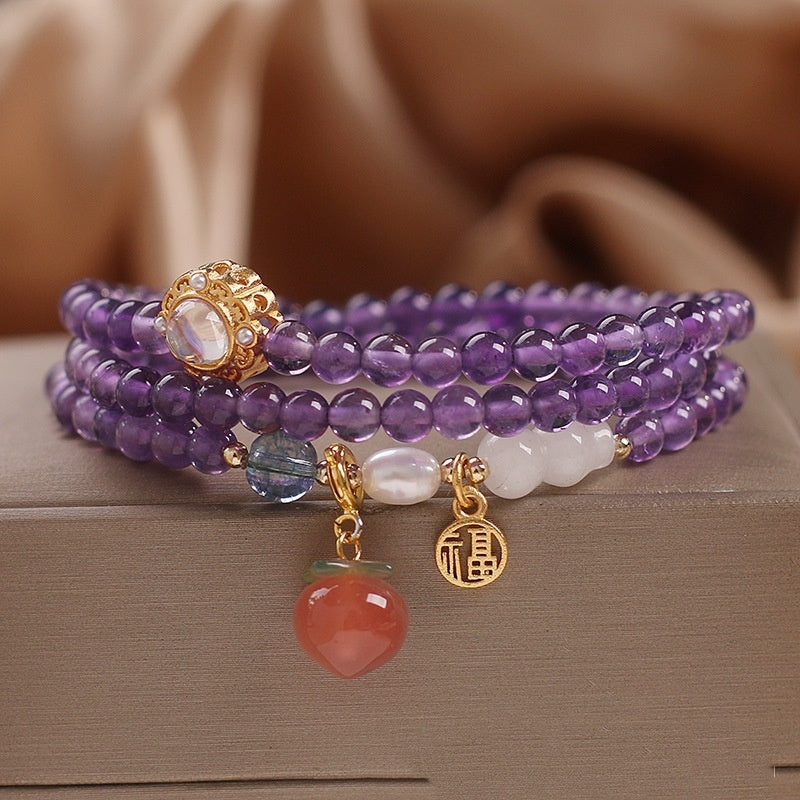 Ethnic Style Natural Amethyst Multi-Circle Bracelet