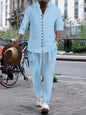 Cotton And Linen Casual Loose Long-sleeved Trousers Two-piece Suit