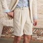 Linen Blended Summer Italian Retro Breathable Lightweight Casual Shorts Men