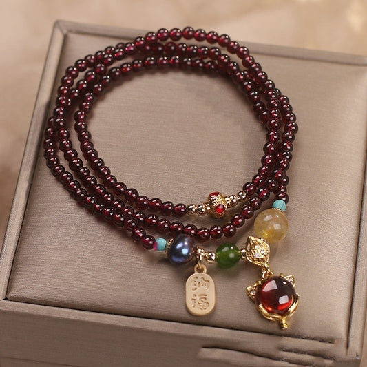 Natural Garnet Bracelet Female Bracelet Ethnic Style