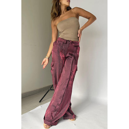 Ins Style Loose Straight Pants With Multi-pocket Design New Fashion Casual Vacation Trousers Womens Clothing