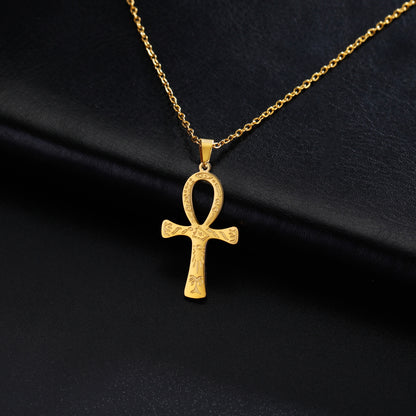 Fashion Simple Trend One-piece Delivery Personalized Corrosion Rune Cross Pendant Stainless Steel Necklace