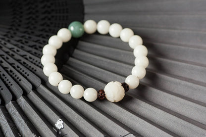 Natural white jade Bodhi bracelets beads bracelets women's simple Bodhi bracelets transfer beads