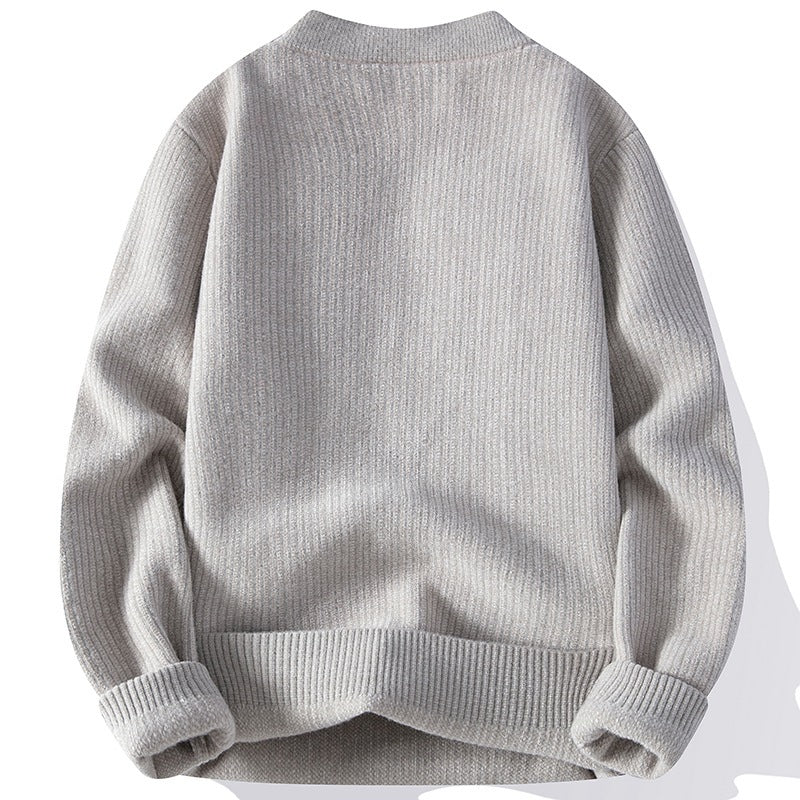 Contrast Color Sweater Men's Autumn And Winter Thickened