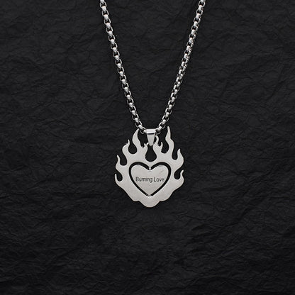 Trendy Fashionable Man Flame Of Combustion Love Necklace