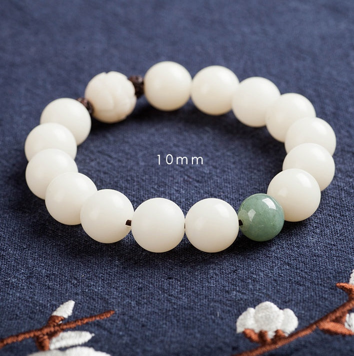 Natural white jade Bodhi bracelets beads bracelets women's simple Bodhi bracelets transfer beads