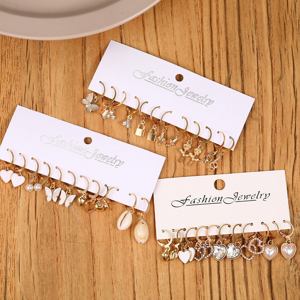 Creative Simple Temperament Pearl Hearth-shaped Earrings