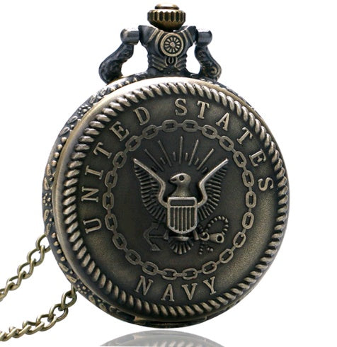 Vintage Pocket Watchhanging Watch, Eagle Pattern Green Bronze Pocket Watch