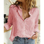 Solid Color Casual Loose Long Sleeve Linen Shirt