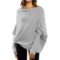 Loose Bat Sleeve Sweater Tops Simple Casual Fashion Versatile Solid Color Round Neck Sweater For Women