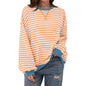 Loose Striped Long Sleeve T-shirt Casual Pullover Sweater For Womens Clothing