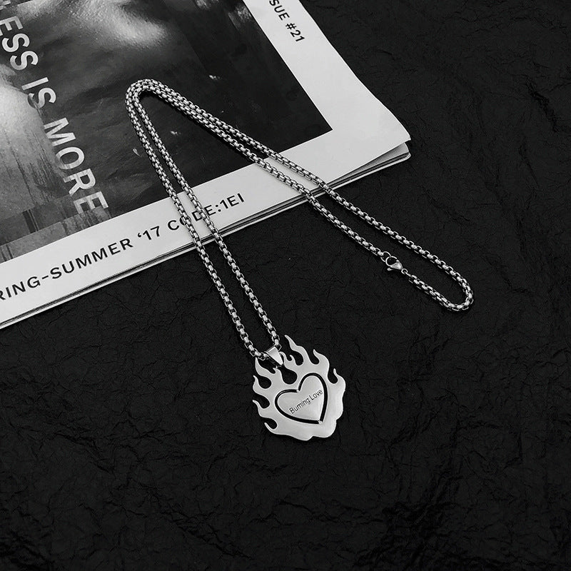 Trendy Fashionable Man Flame Of Combustion Love Necklace