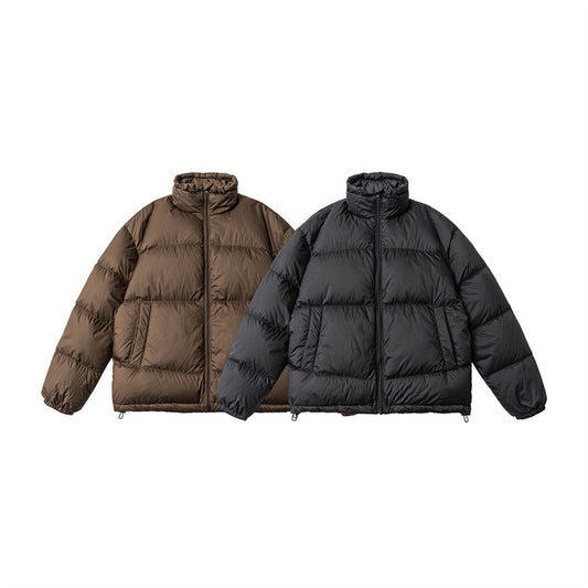 Square Plaid Stand Collar Bread Down Jacket