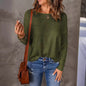 Casual Solid Round Neck Pullover Sweater Fashion Loose Long Sleeve Top Womens Clothing