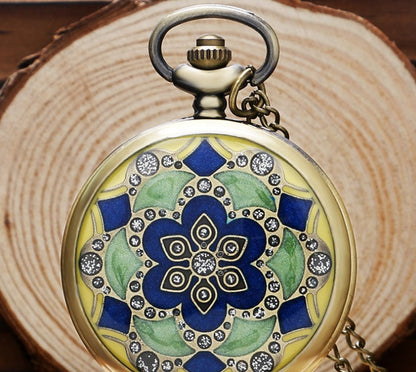 Diamond flower pocket watch