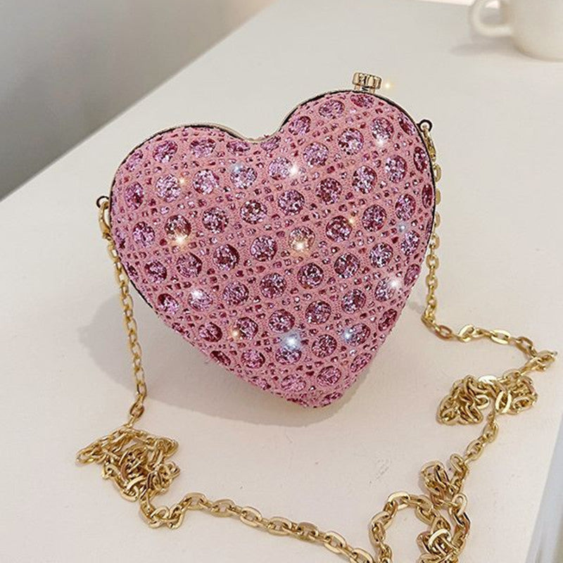 Women's Mini Love Shape Design Clipped Button Sequins