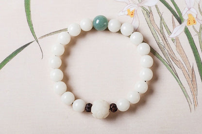 Natural white jade Bodhi bracelets beads bracelets women's simple Bodhi bracelets transfer beads