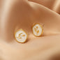 Retro Enamel Tulip Stud Earrings Niche Design Geometric