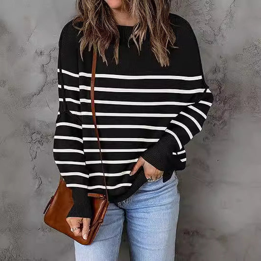 Loose Pullover Stripe Sweater For Women