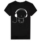 Men Short Sleeve T-Shirt Headphone Man Cartoon Pattern Print T-Shirt Fashion Casual Round Neck Slim Fit Top Male