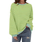 Loose Striped Long Sleeve T-shirt Casual Pullover Sweater For Womens Clothing