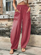 Women's Harem Pants With Pockets High Waisted Casual Beach Pants Loose Trousers Summer