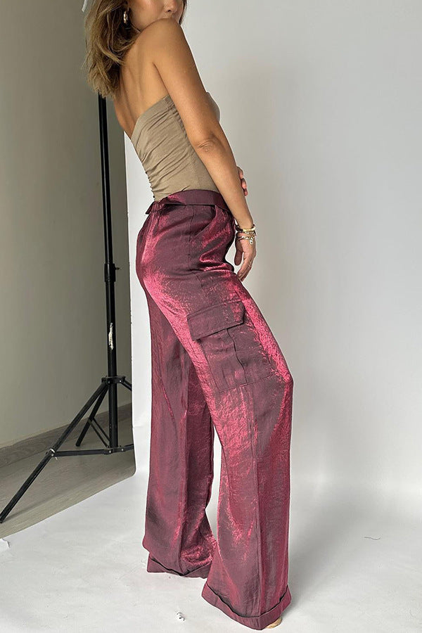 Ins Style Loose Straight Pants With Multi-pocket Design New Fashion Casual Vacation Trousers Womens Clothing