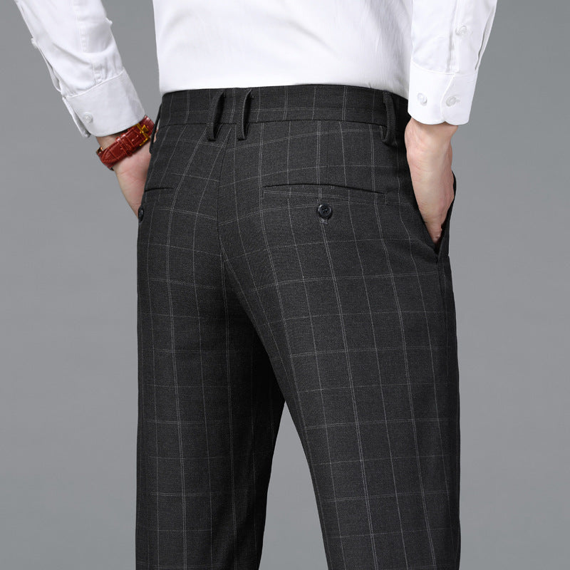 Men's Casual Business Plaid Trousers