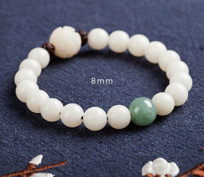 Natural white jade Bodhi bracelets beads bracelets women's simple Bodhi bracelets transfer beads