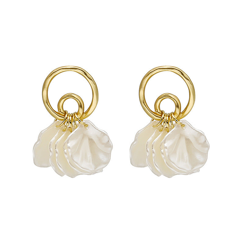 Elegant Transparent Flower Tassel Pearl Stud Earrings