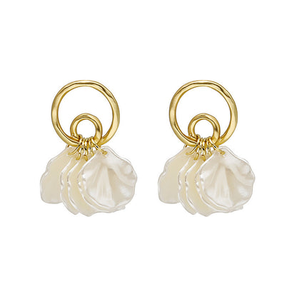 Elegant Transparent Flower Tassel Pearl Stud Earrings