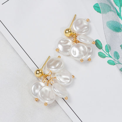 Elegant Transparent Flower Tassel Pearl Stud Earrings