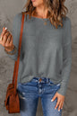 Casual Solid Round Neck Pullover Sweater Fashion Loose Long Sleeve Top Womens Clothing