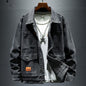 High-grade Black And Gray Denim Coat Men's Autumn New