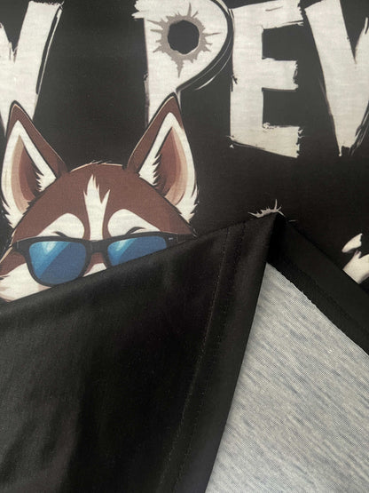 PewPew Pup: Husky Cartoon Sports Tee