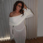 New One-shoulder Knitted Long-sleeved Dress Sexy Beach Holiday Long Dresses Womens Clothing