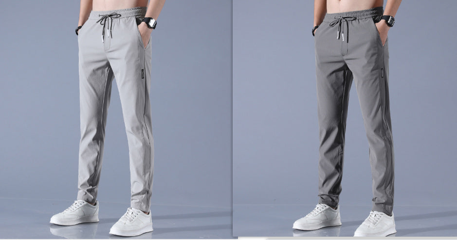 Ice Silk Pants Men'S Summer Thin Casual Pants Loose Straight Breathable