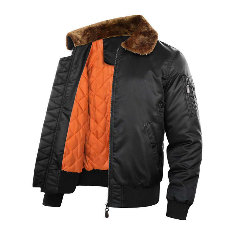 Fur Collar Thickened Casual Hard Han Style Men's Jacket