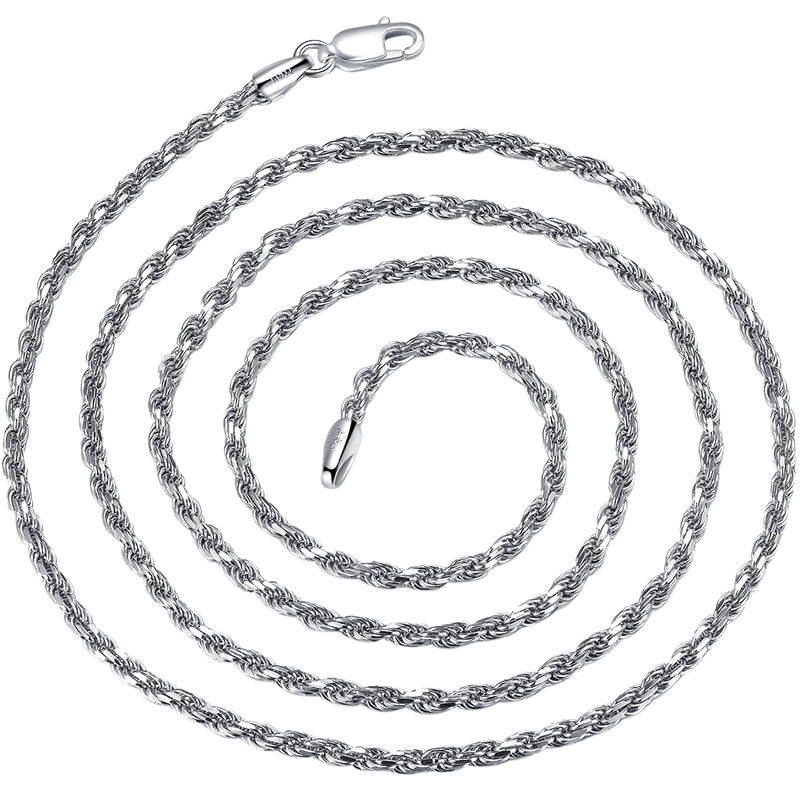 Pure S925 Fried Dough Twists Sterling Silver Necklace Collar Chain