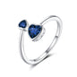 S925 Sterling Silver Ring Double-headed Cute Loving Heart Zircon Twelve-color Adjustable