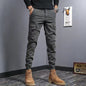 Coffee Colored Men's Slim Fit Elastic Casual Denim Work Pants