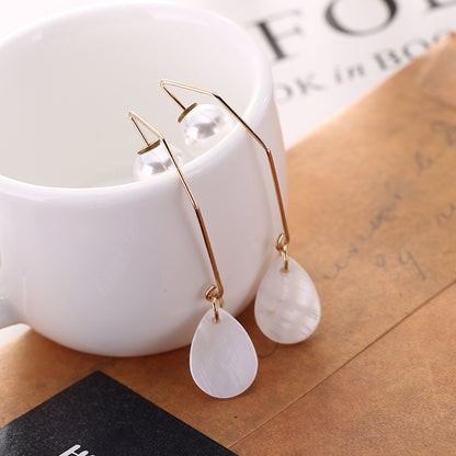 Elegant Transparent Flower Tassel Pearl Stud Earrings