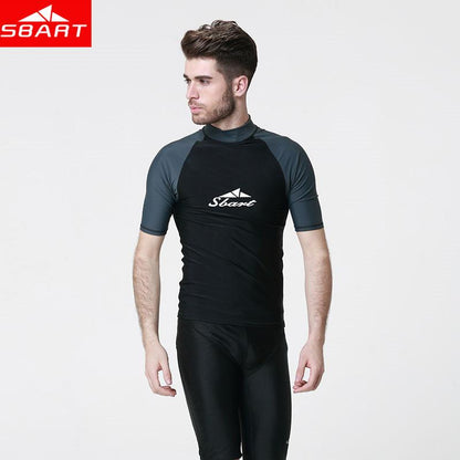 Men Lycra Surf Short Sleeve Rash Guard Anti-UV Quick Dry Surf-clothes Swimming Windsurf Diving T Shirt