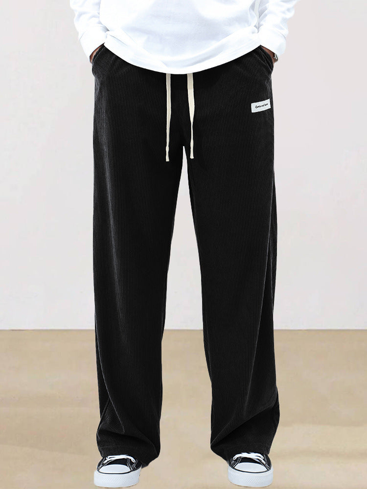 Pure Color Tied Sporty Simplicity Straight Men's Casual Pants