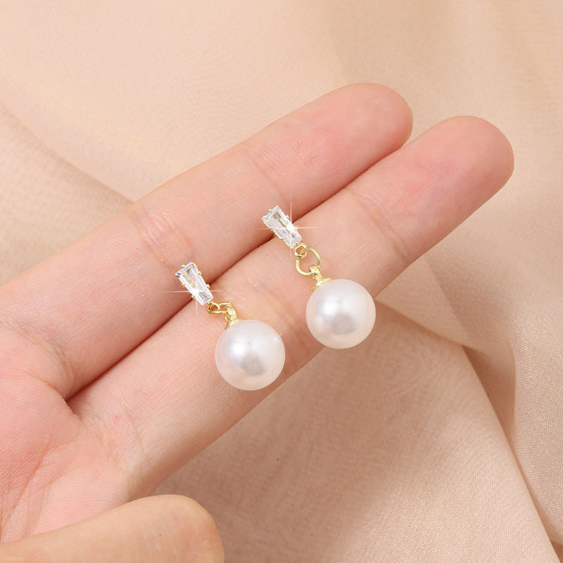 Vintage Pearl Stud Earrings Simple Fashion Elegant French Style