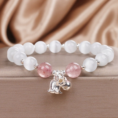 Natural Opal Strawberry Quartz Beaded Bracelet