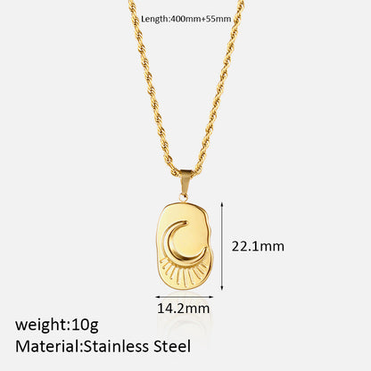 Retro Twist Star Moon Stainless Personality Metal Pendant Titanium Steel Necklace