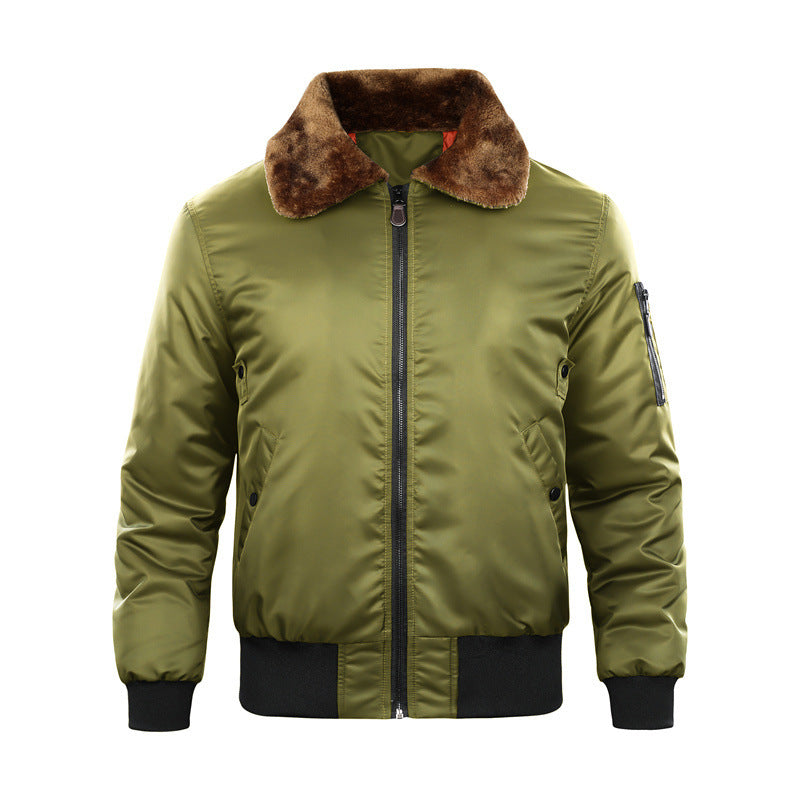 Fur Collar Thickened Casual Hard Han Style Men's Jacket