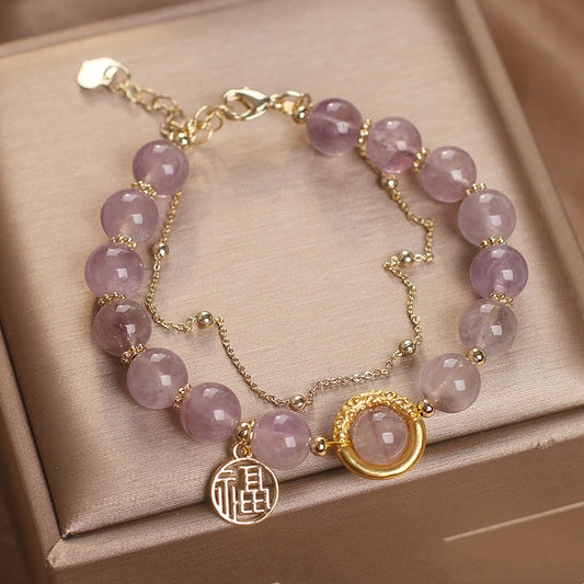 Natural Amethyst Bracelet Female Bracelet Chinese Fu Character