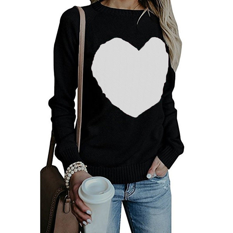 Love Printed Pullover Sweater For Women Solid Color Spring And Autumn Clothes Valentines Day